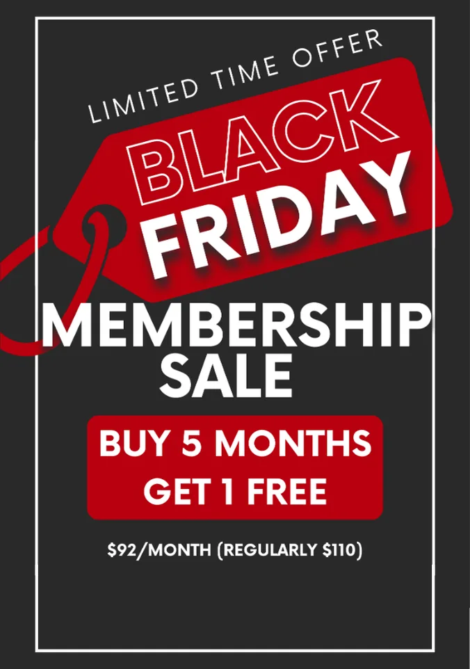 Black Friday membership sale ad showing