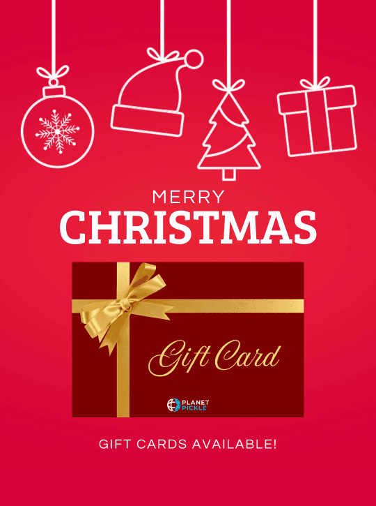 Red Christmas-themed graphic with white holiday icons,