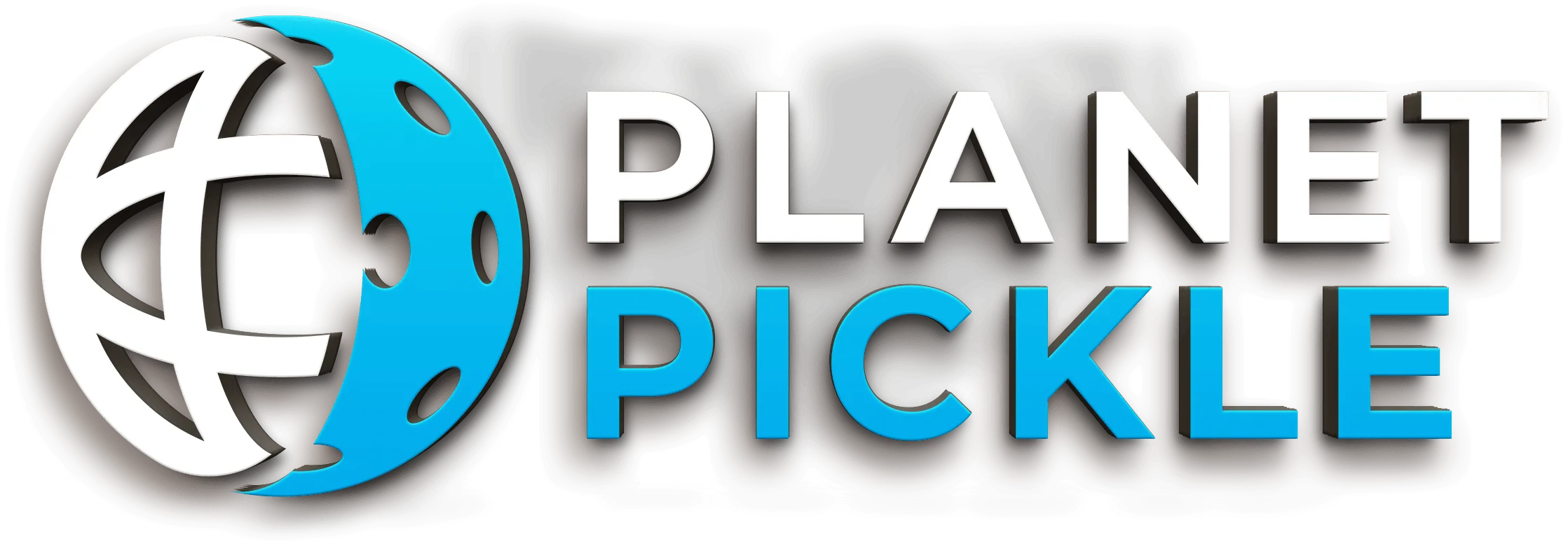 Logo with a stylized blue globe featuring pickle textures and the text "Planet Pickle" in bold letters.