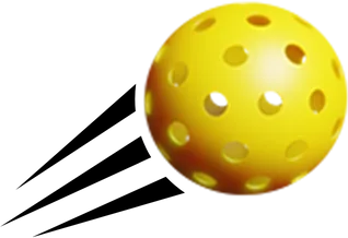 Home 3 A yellow pickleball with holes races forward, shaded speed lines emphasizing its momentum. Perfect for intense matches on indoor pickleball courts.