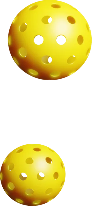 Book an Event 4 Two yellow perforated balls, ideal for games on indoor pickleball courts, are displayed on a plain background.