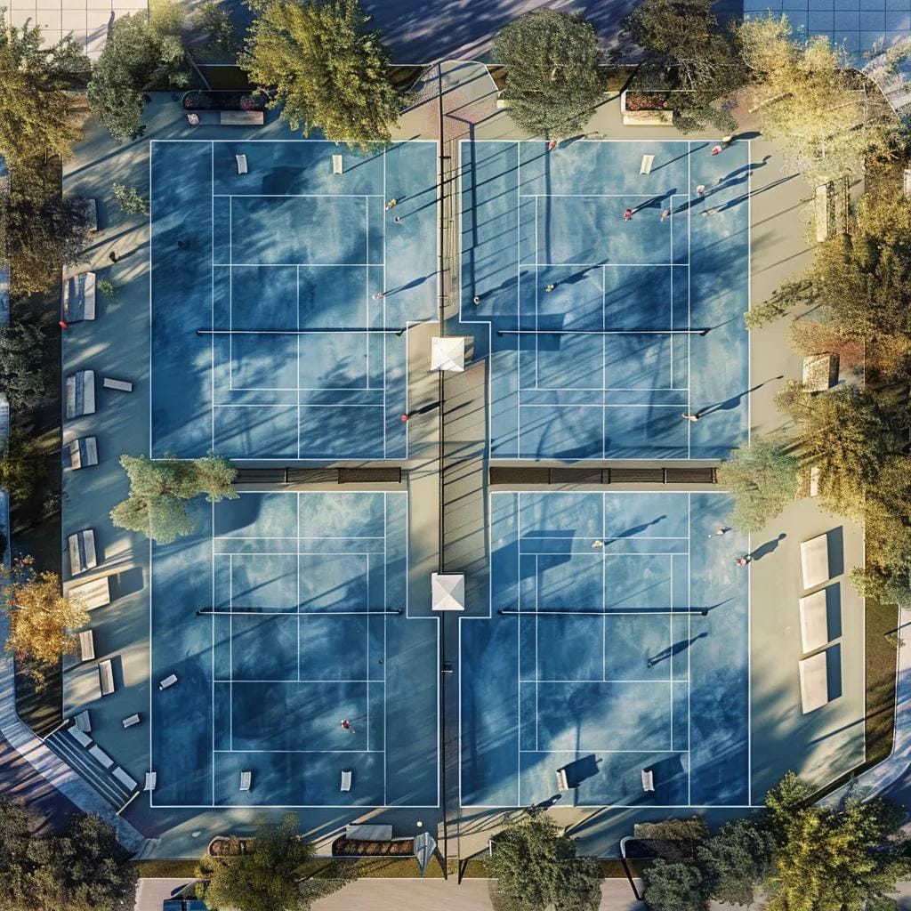 How to Play Pickleball: A Beginner’s Guide 3 Aerial view of a standard pickleball court layout, highlighting dimensions and key zones for beginners