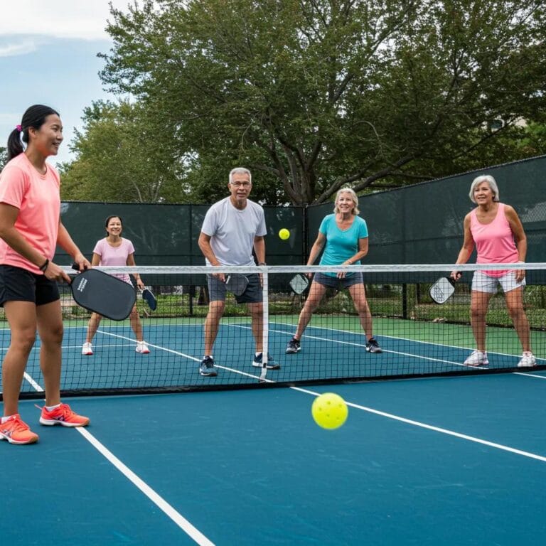 Blog 2 Family enjoying a game of pickleball on a sunny day, highlighting the sport's social and active nature