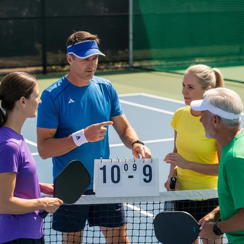Players talking through a score discrepancy with good sportsmanship